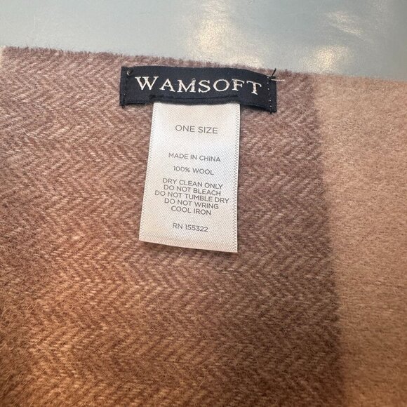 Wamsoft Wool Neck Scarf Fringe Shawl Wrap Plaid - Picture 3 of 12